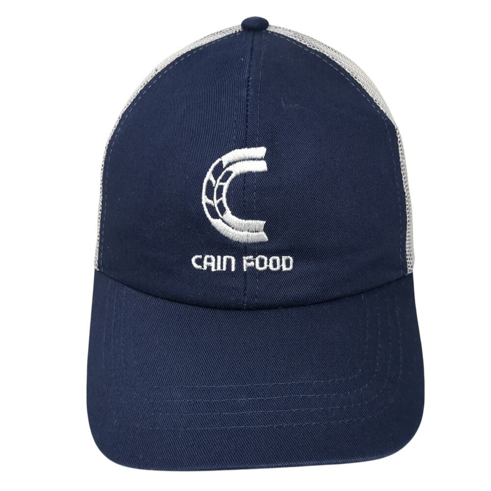 Cain Food Snapback Trucker Cap Blue One Size Adjustable Mesh Back Vernon
